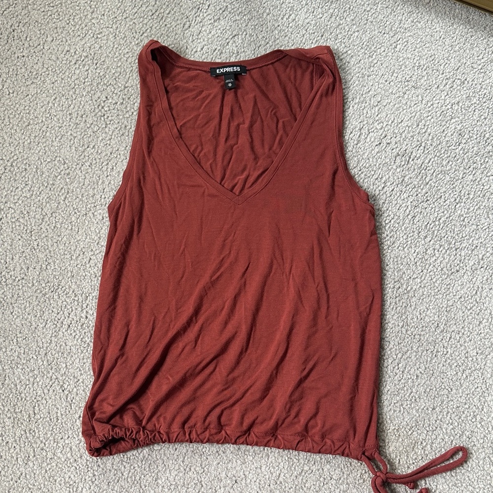 Express Women's Rust Tank with V-Neck and Drawstring